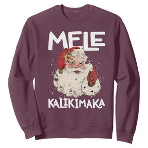 Mele Kalikimaka Sweatshirt Hawaii Christmas Party Santa TS10 Maroon Print Your Wear