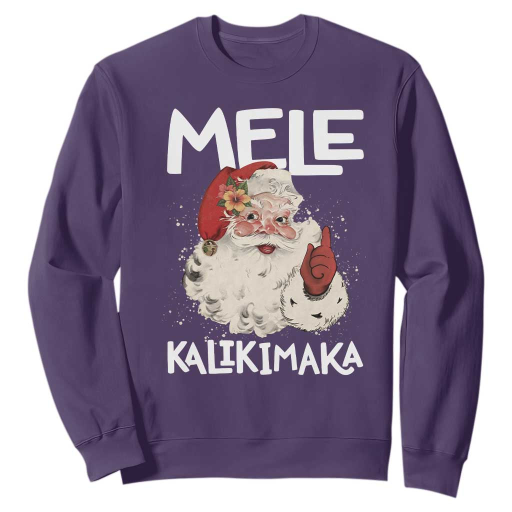 Mele Kalikimaka Sweatshirt Hawaii Christmas Party Santa TS10 Purple Print Your Wear