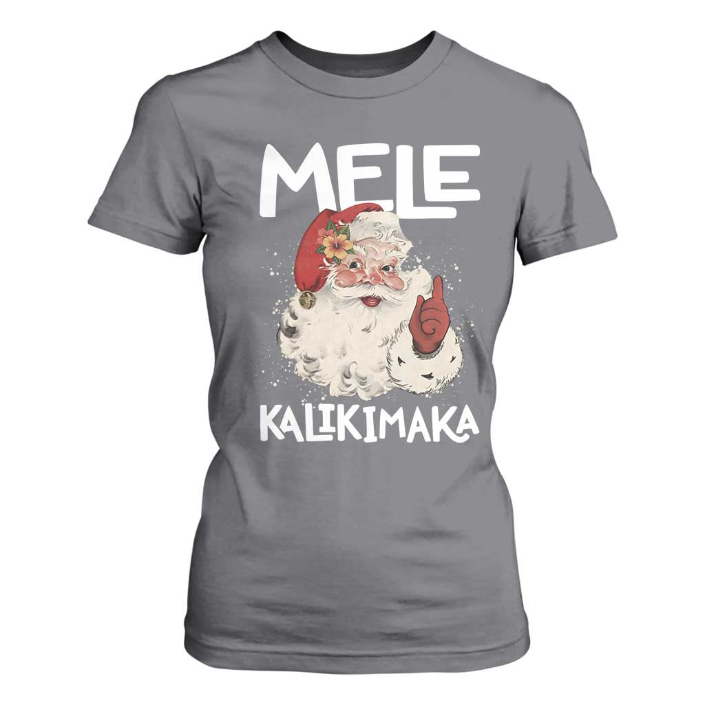 Mele Kalikimaka T Shirt For Women Hawaii Christmas Party Santa TS10 Charcoal Print Your Wear