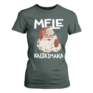 Mele Kalikimaka T Shirt For Women Hawaii Christmas Party Santa TS10 Dark Forest Green Print Your Wear