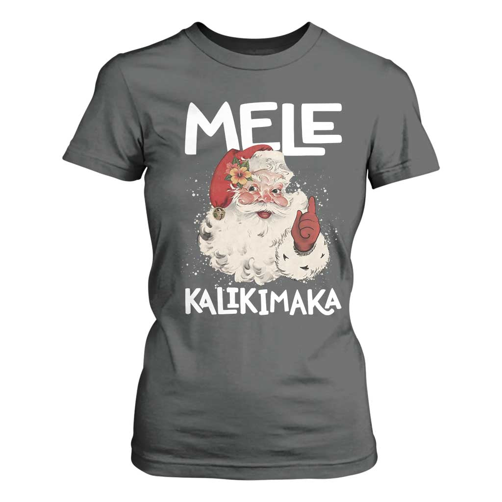 Mele Kalikimaka T Shirt For Women Hawaii Christmas Party Santa TS10 Dark Heather Print Your Wear