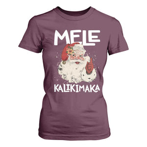Mele Kalikimaka T Shirt For Women Hawaii Christmas Party Santa TS10 Maroon Print Your Wear