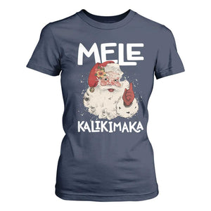 Mele Kalikimaka T Shirt For Women Hawaii Christmas Party Santa TS10 Navy Print Your Wear