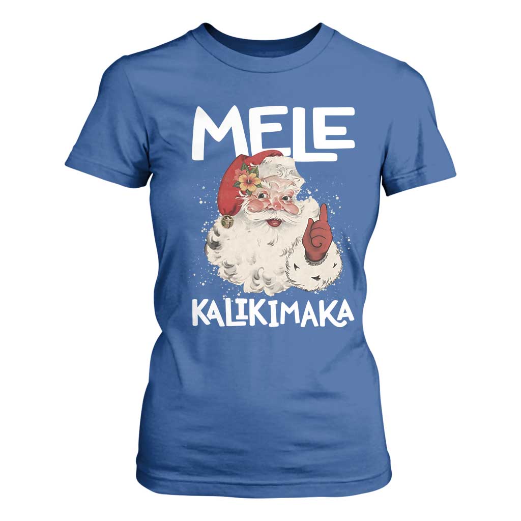 Mele Kalikimaka T Shirt For Women Hawaii Christmas Party Santa TS10 Royal Blue Print Your Wear