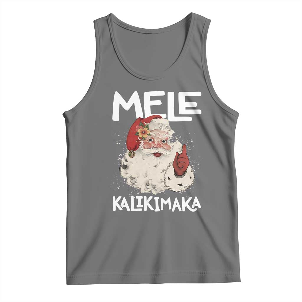 Mele Kalikimaka Tank Top Hawaii Christmas Party Santa TS10 Black Heather Print Your Wear