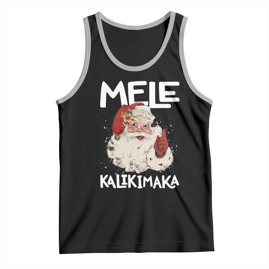 Mele Kalikimaka Tank Top Hawaii Christmas Party Santa TS10 Black Athletic Heather Print Your Wear