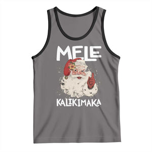 Mele Kalikimaka Tank Top Hawaii Christmas Party Santa TS10 Deep Heather Black Print Your Wear