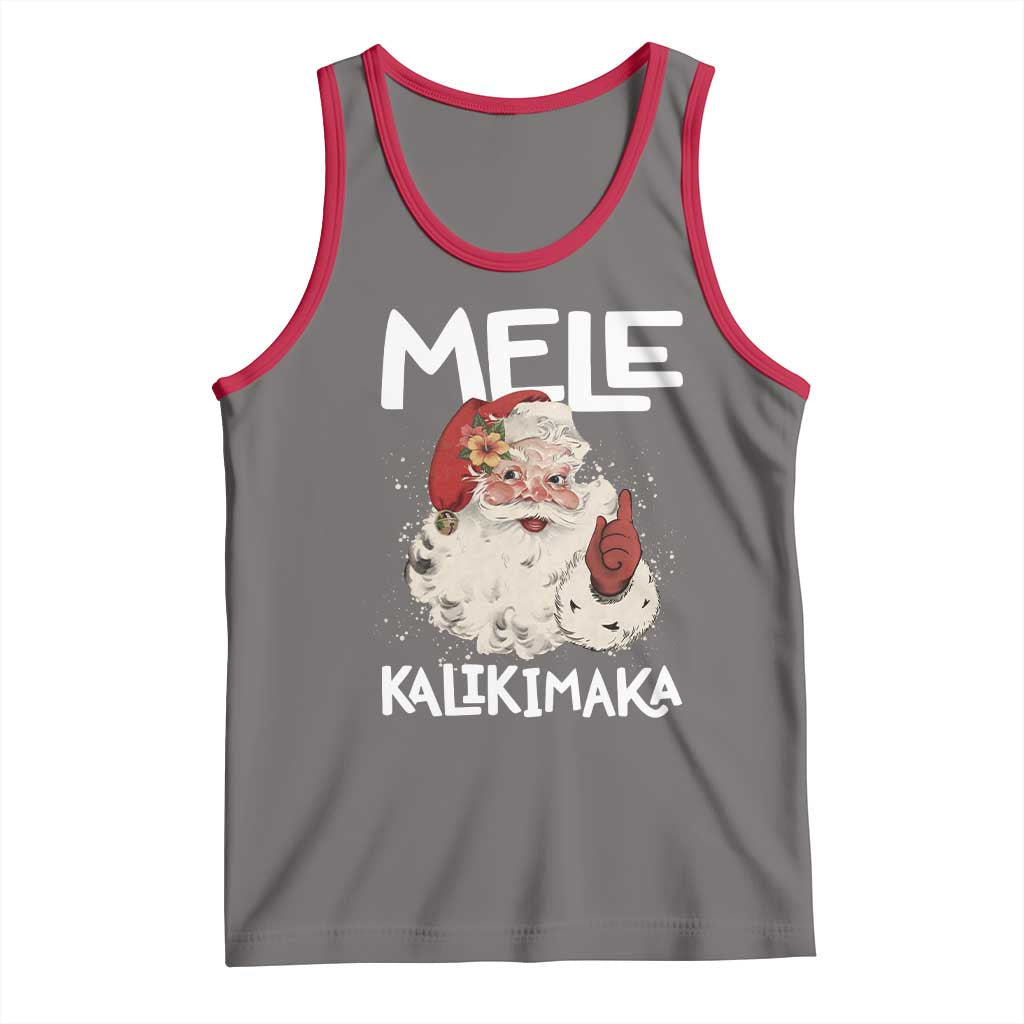 Mele Kalikimaka Tank Top Hawaii Christmas Party Santa TS10 Deep Heather Red Print Your Wear