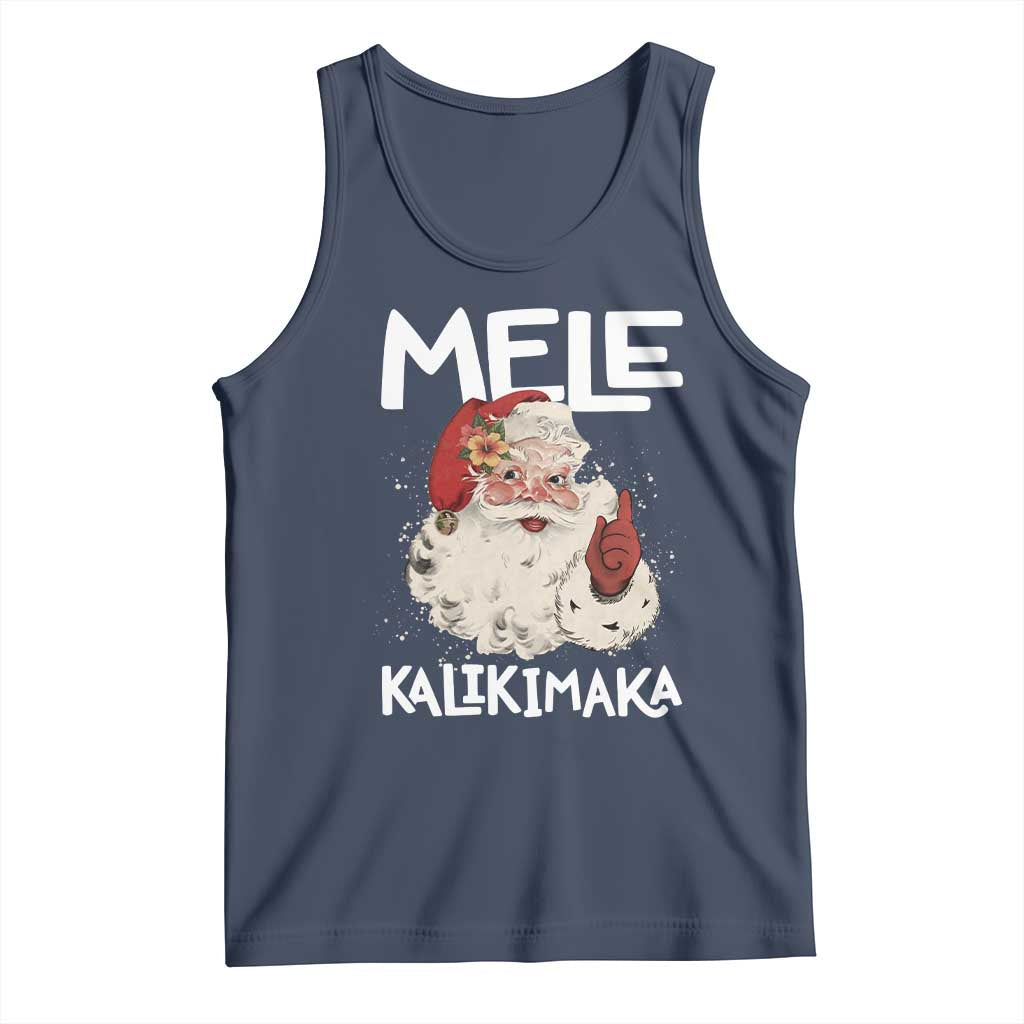 Mele Kalikimaka Tank Top Hawaii Christmas Party Santa TS10 Navy Print Your Wear