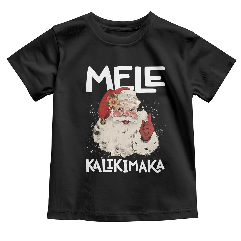 Mele Kalikimaka Toddler T Shirt Hawaii Christmas Party Santa TS10 Black Print Your Wear