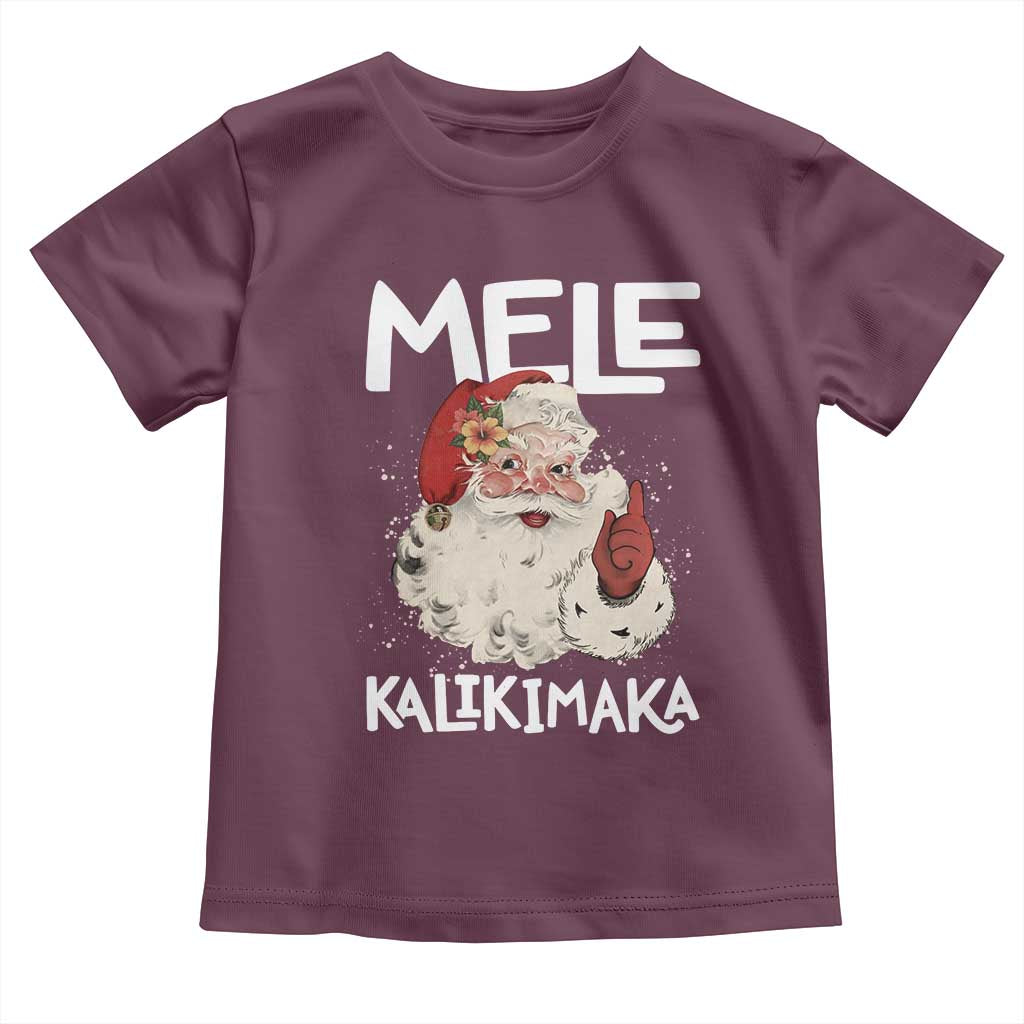 Mele Kalikimaka Toddler T Shirt Hawaii Christmas Party Santa TS10 Maroon Print Your Wear