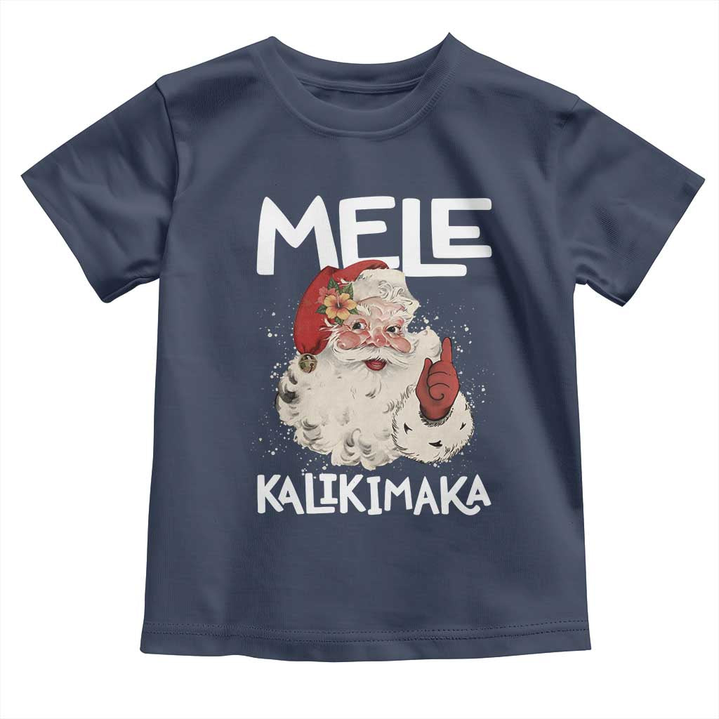 Mele Kalikimaka Toddler T Shirt Hawaii Christmas Party Santa TS10 Navy Print Your Wear