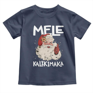 Mele Kalikimaka Toddler T Shirt Hawaii Christmas Party Santa TS10 Navy Print Your Wear