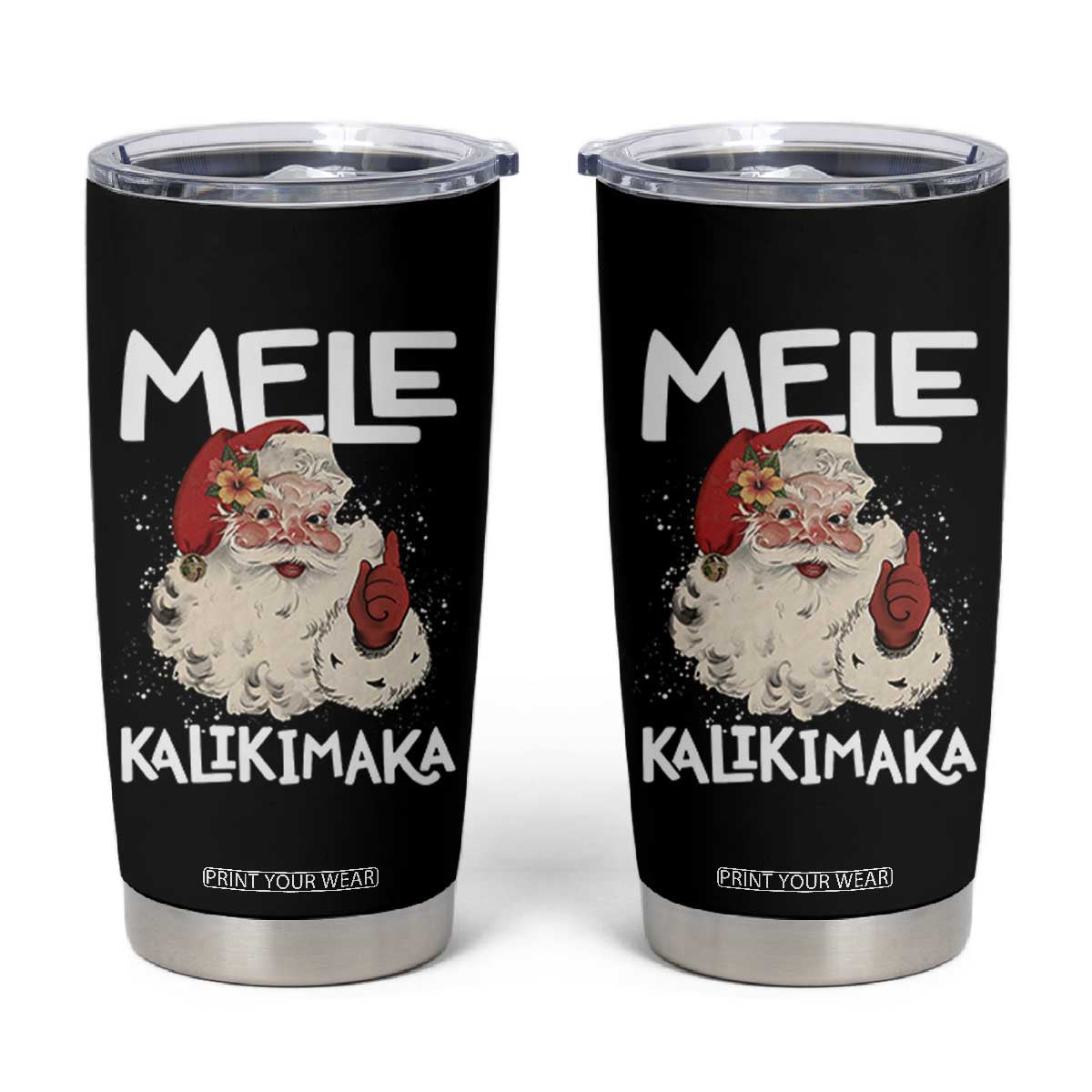 Mele Kalikimaka Tumbler Cup Hawaii Christmas Party Santa TS10 Black Print Your Wear