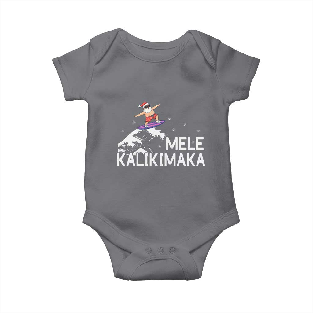 Christmas In July Surfing Santa Baby Onesie Mele Kalikimaka Summer Beach Hawaii TS10 Charcoal Print Your Wear
