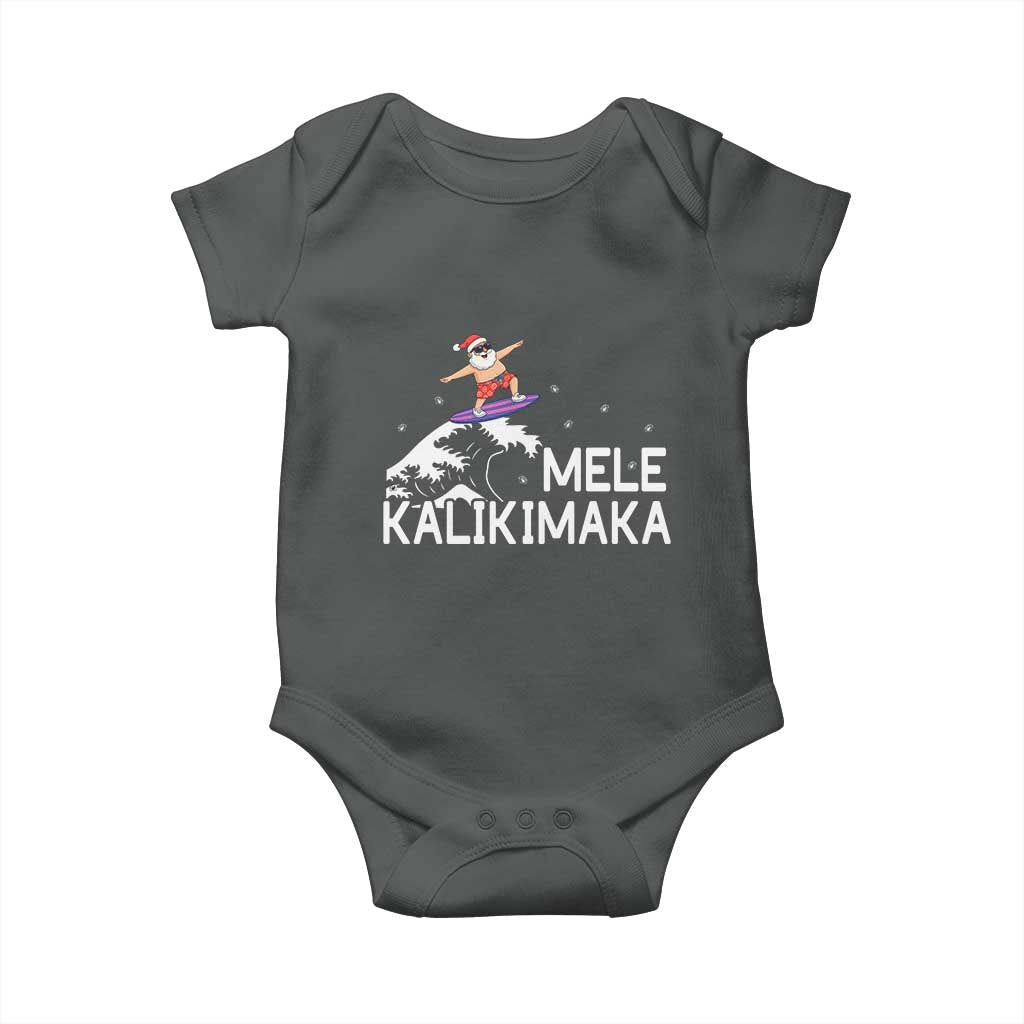 Christmas In July Surfing Santa Baby Onesie Mele Kalikimaka Summer Beach Hawaii TS10 Dark Heather Print Your Wear