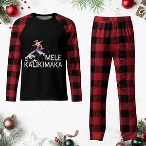 Christmas In July Surfing Santa Plaid Pajama Set Mele Kalikimaka Summer Beach Hawaii TS10 Buffalo Plaid Print Your Wear