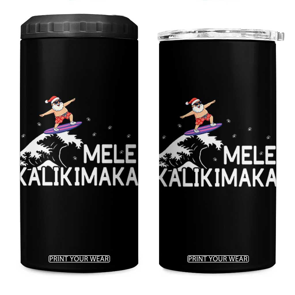 Christmas In July Surfing Santa 4 in 1 Can Cooler Tumbler Mele Kalikimaka Summer Beach Hawaii TS10 One Size: 16 oz Black Print Your Wear