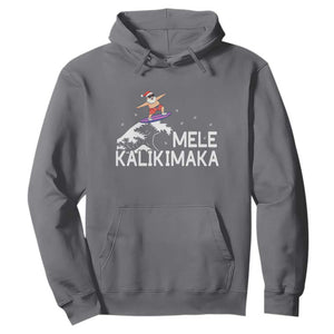 Christmas In July Surfing Santa Hoodie Mele Kalikimaka Summer Beach Hawaii TS10 Charcoal Print Your Wear