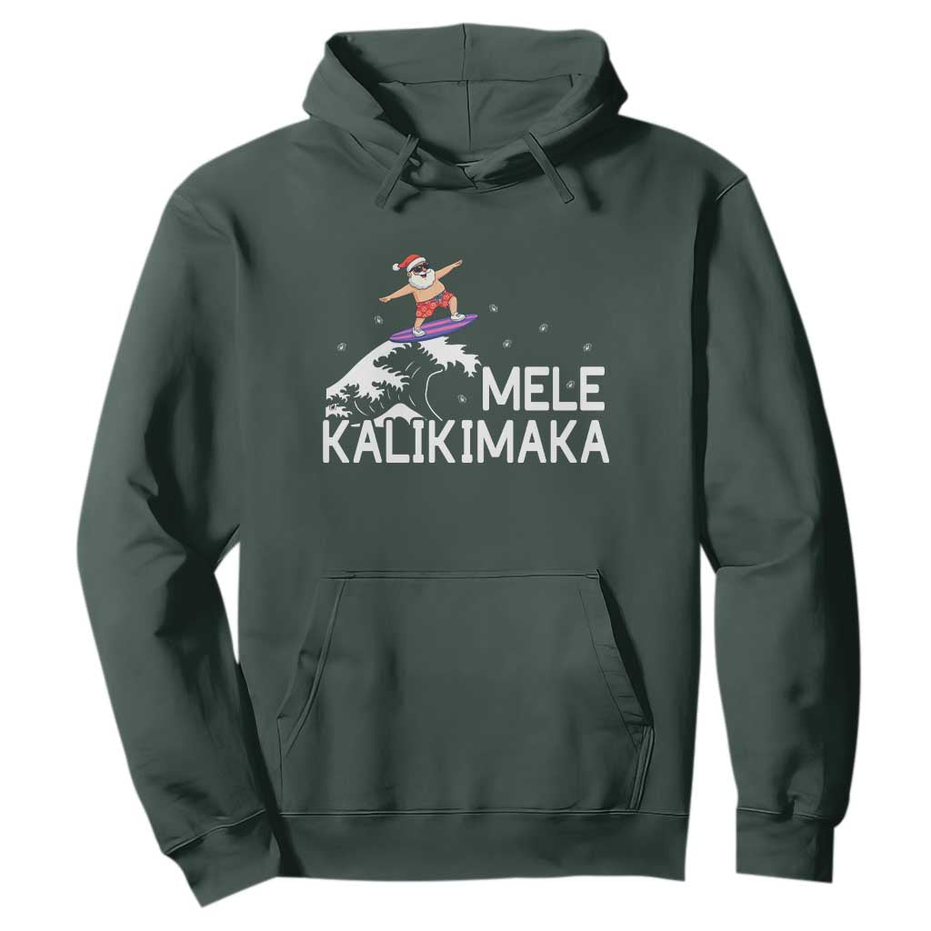 Christmas In July Surfing Santa Hoodie Mele Kalikimaka Summer Beach Hawaii TS10 Dark Forest Green Print Your Wear