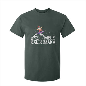 Christmas In July Surfing Santa T Shirt For Kid Mele Kalikimaka Summer Beach Hawaii TS10 Dark Forest Green Print Your Wear