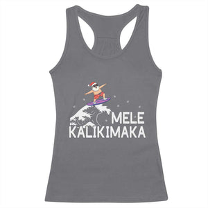 Christmas In July Surfing Santa Racerback Tank Top Mele Kalikimaka Summer Beach Hawaii TS10 Charcoal Print Your Wear