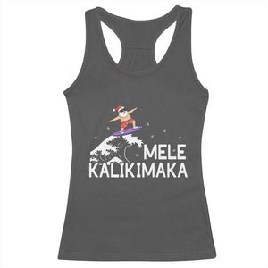 Christmas In July Surfing Santa Racerback Tank Top Mele Kalikimaka Summer Beach Hawaii TS10 Dark Heather Print Your Wear
