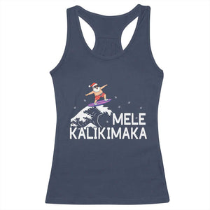 Christmas In July Surfing Santa Racerback Tank Top Mele Kalikimaka Summer Beach Hawaii TS10 Navy Print Your Wear