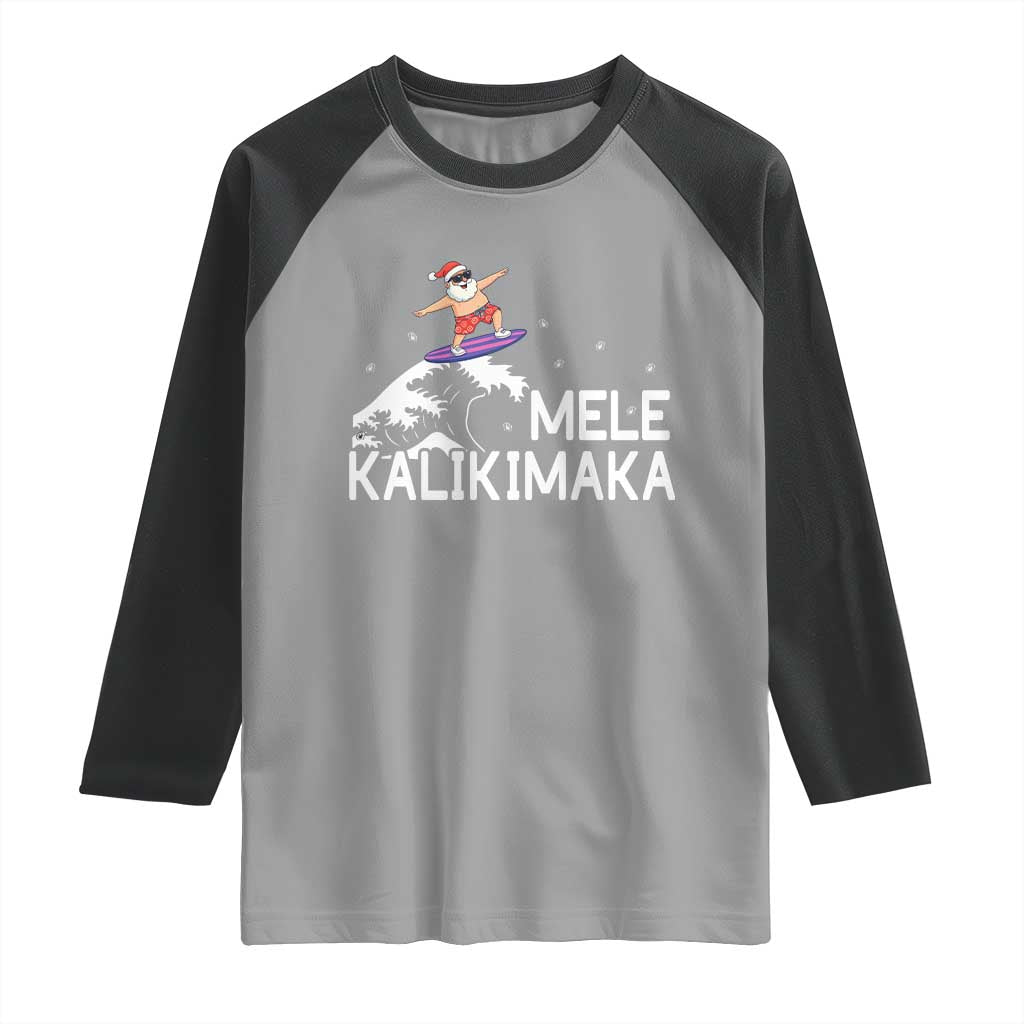 Christmas In July Surfing Santa Raglan Shirt Mele Kalikimaka Summer Beach Hawaii TS10 Sport Gray Black Print Your Wear