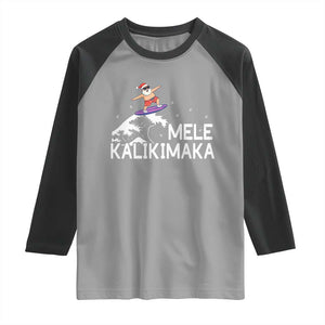 Christmas In July Surfing Santa Raglan Shirt Mele Kalikimaka Summer Beach Hawaii TS10 Sport Gray Black Print Your Wear
