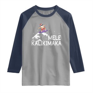 Christmas In July Surfing Santa Raglan Shirt Mele Kalikimaka Summer Beach Hawaii TS10 Sport Gray Navy Print Your Wear