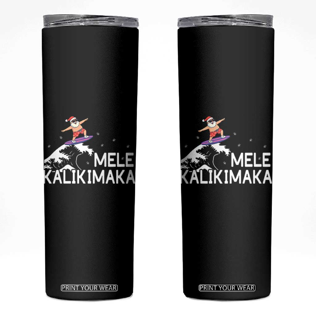 Christmas In July Surfing Santa Skinny Tumbler Mele Kalikimaka Summer Beach Hawaii TS10 Black Print Your Wear
