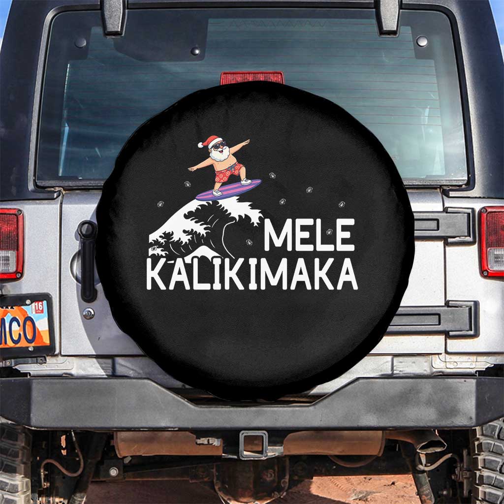 Christmas In July Surfing Santa Spare Tire Cover Mele Kalikimaka Summer Beach Hawaii TS10 No hole Black Print Your Wear