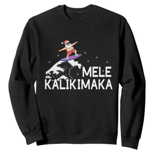 Christmas In July Surfing Santa Sweatshirt Mele Kalikimaka Summer Beach Hawaii TS10 Black Print Your Wear