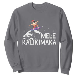 Christmas In July Surfing Santa Sweatshirt Mele Kalikimaka Summer Beach Hawaii TS10 Charcoal Print Your Wear