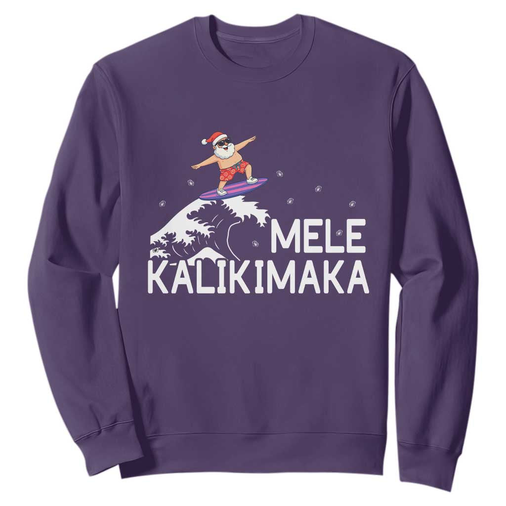 Christmas In July Surfing Santa Sweatshirt Mele Kalikimaka Summer Beach Hawaii TS10 Purple Print Your Wear