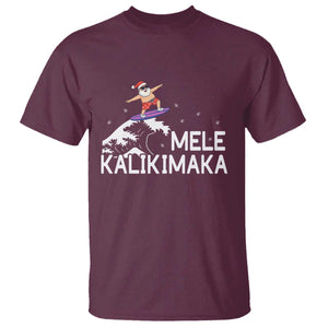 Christmas In July Surfing Santa T Shirt Mele Kalikimaka Summer Beach Hawaii TS10 Maroon Print Your Wear