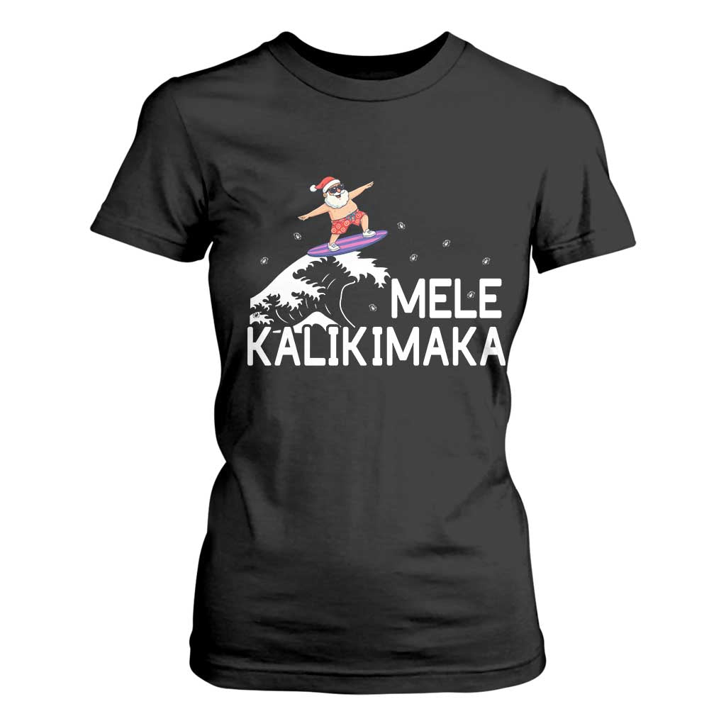 Christmas In July Surfing Santa T Shirt For Women Mele Kalikimaka Summer Beach Hawaii TS10 Black Print Your Wear