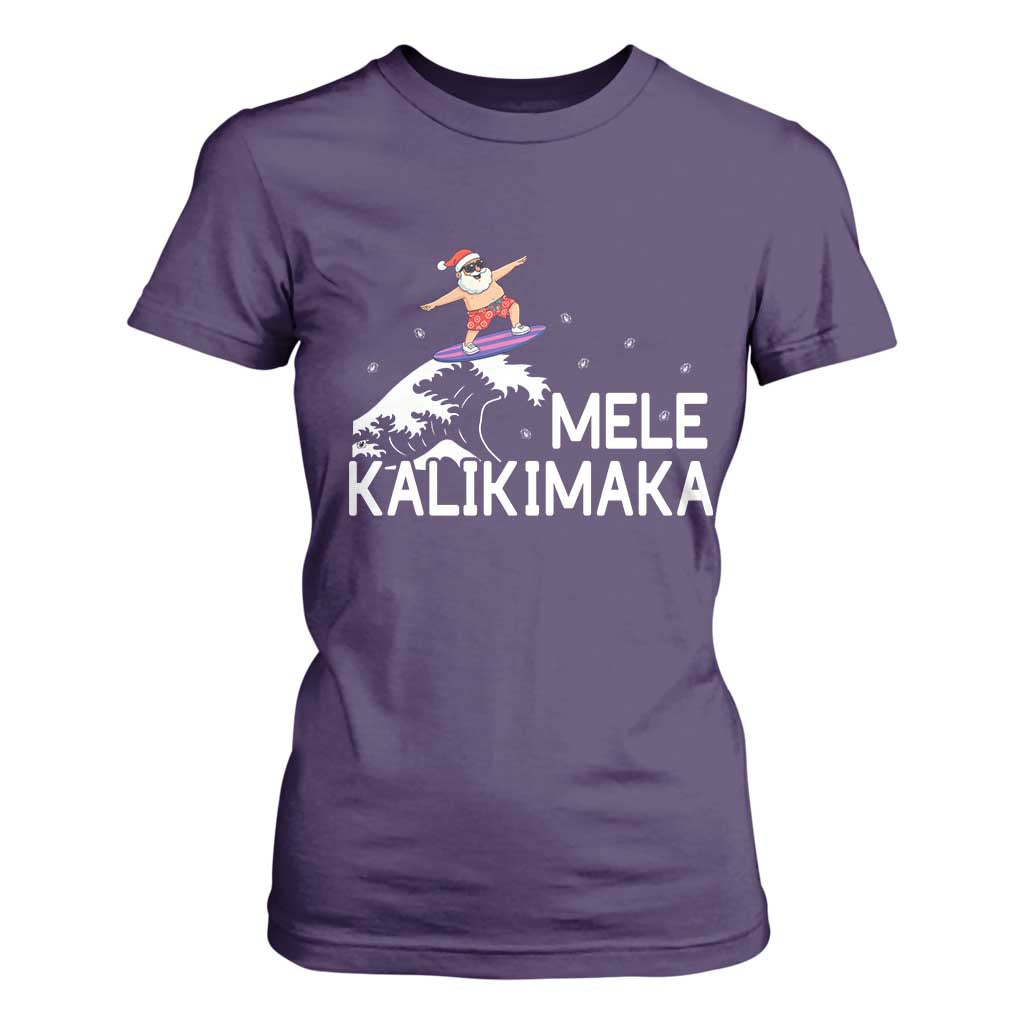 Christmas In July Surfing Santa T Shirt For Women Mele Kalikimaka Summer Beach Hawaii TS10 Purple Print Your Wear
