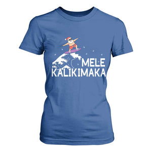 Christmas In July Surfing Santa T Shirt For Women Mele Kalikimaka Summer Beach Hawaii TS10 Royal Blue Print Your Wear