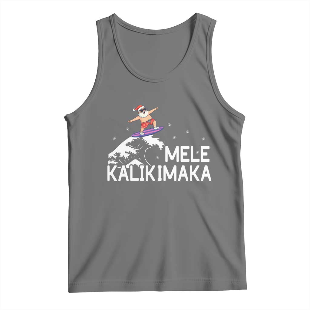 Christmas In July Surfing Santa Tank Top Mele Kalikimaka Summer Beach Hawaii TS10 Black Heather Print Your Wear