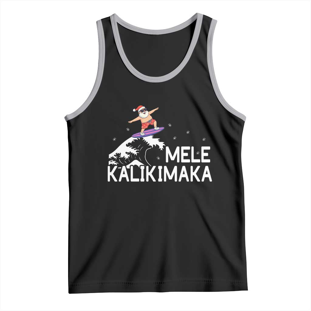 Christmas In July Surfing Santa Tank Top Mele Kalikimaka Summer Beach Hawaii TS10 Black Athletic Heather Print Your Wear
