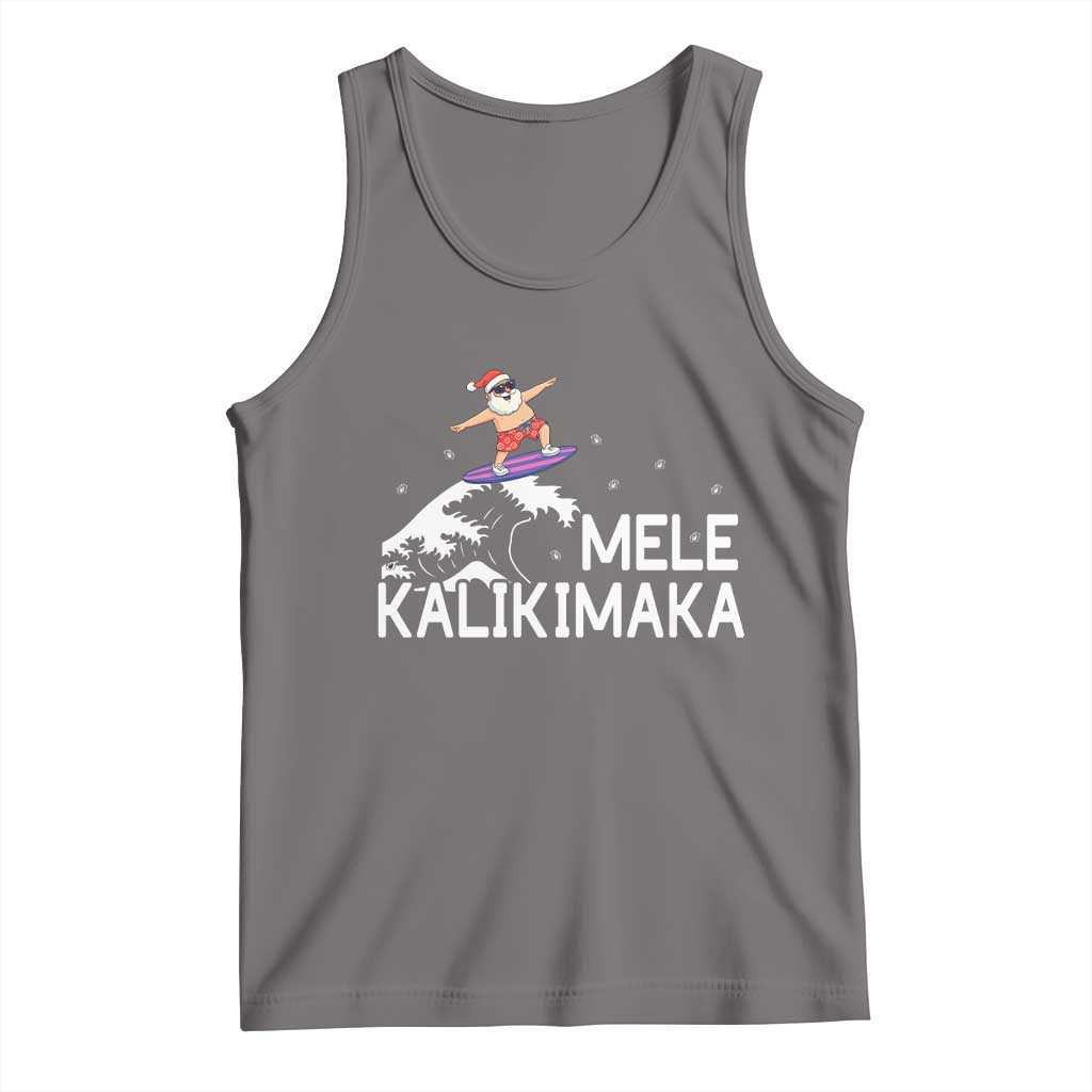 Christmas In July Surfing Santa Tank Top Mele Kalikimaka Summer Beach Hawaii TS10 Deep Heather Print Your Wear