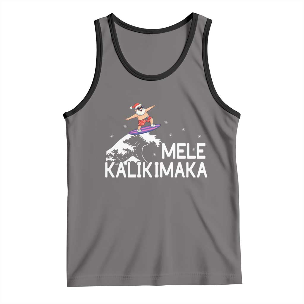 Christmas In July Surfing Santa Tank Top Mele Kalikimaka Summer Beach Hawaii TS10 Deep Heather Black Print Your Wear