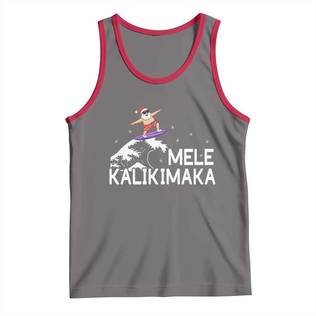 Christmas In July Surfing Santa Tank Top Mele Kalikimaka Summer Beach Hawaii TS10 Deep Heather Red Print Your Wear