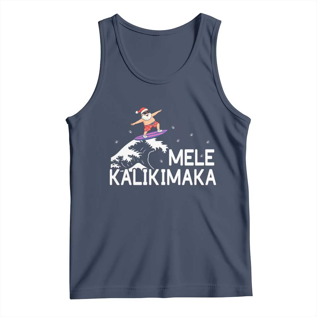 Christmas In July Surfing Santa Tank Top Mele Kalikimaka Summer Beach Hawaii TS10 Navy Print Your Wear