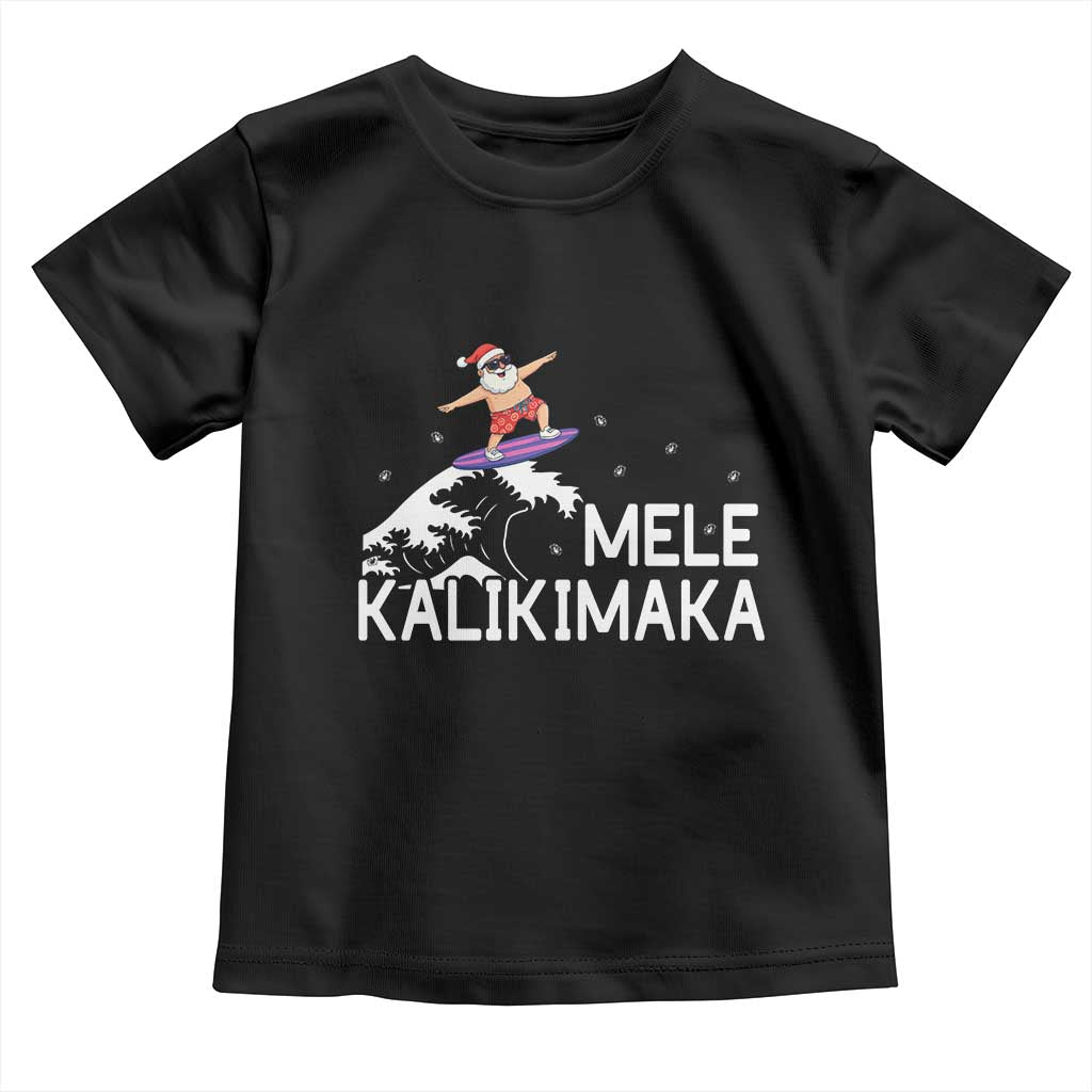 Christmas In July Surfing Santa Toddler T Shirt Mele Kalikimaka Summer Beach Hawaii TS10 Black Print Your Wear