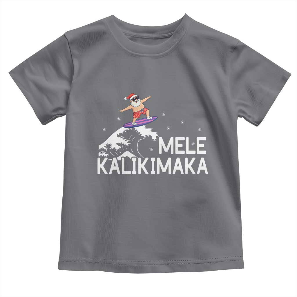Christmas In July Surfing Santa Toddler T Shirt Mele Kalikimaka Summer Beach Hawaii TS10 Charcoal Print Your Wear