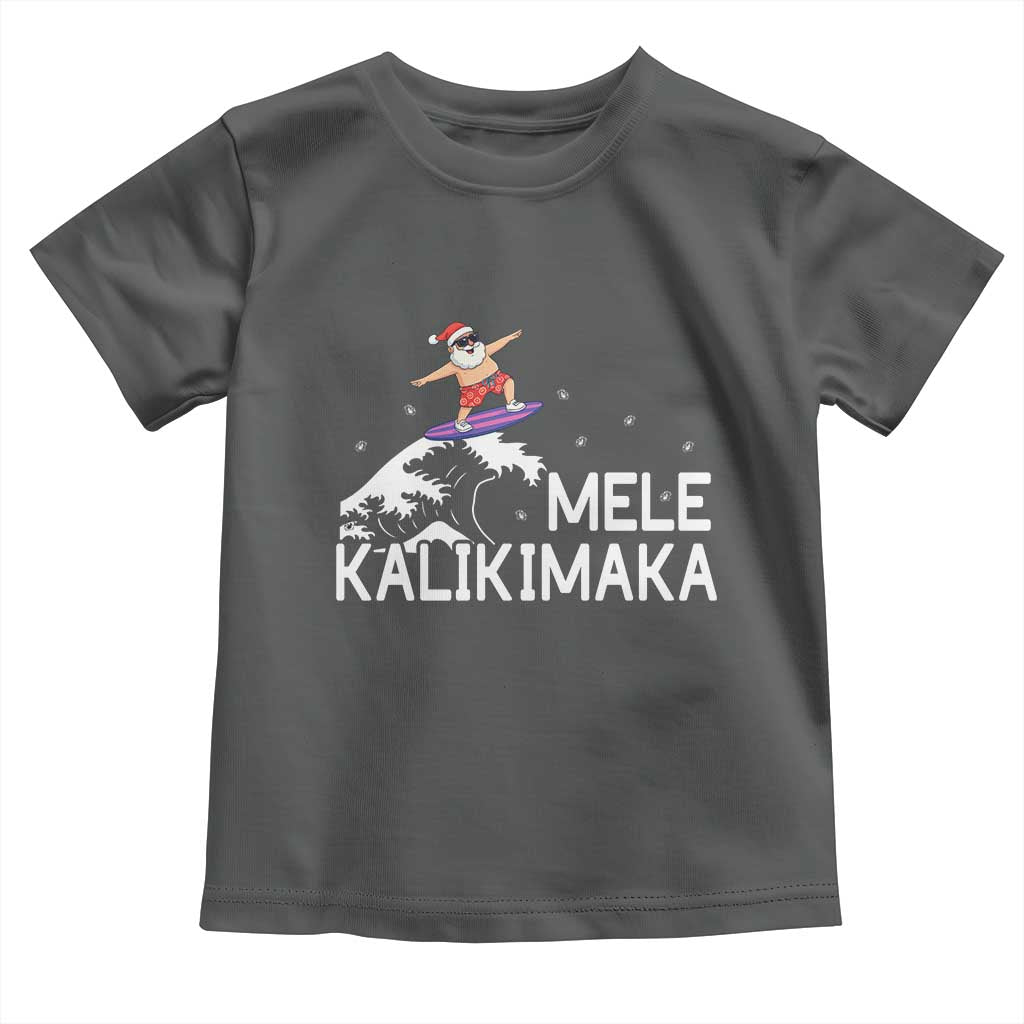 Christmas In July Surfing Santa Toddler T Shirt Mele Kalikimaka Summer Beach Hawaii TS10 Dark Heather Print Your Wear