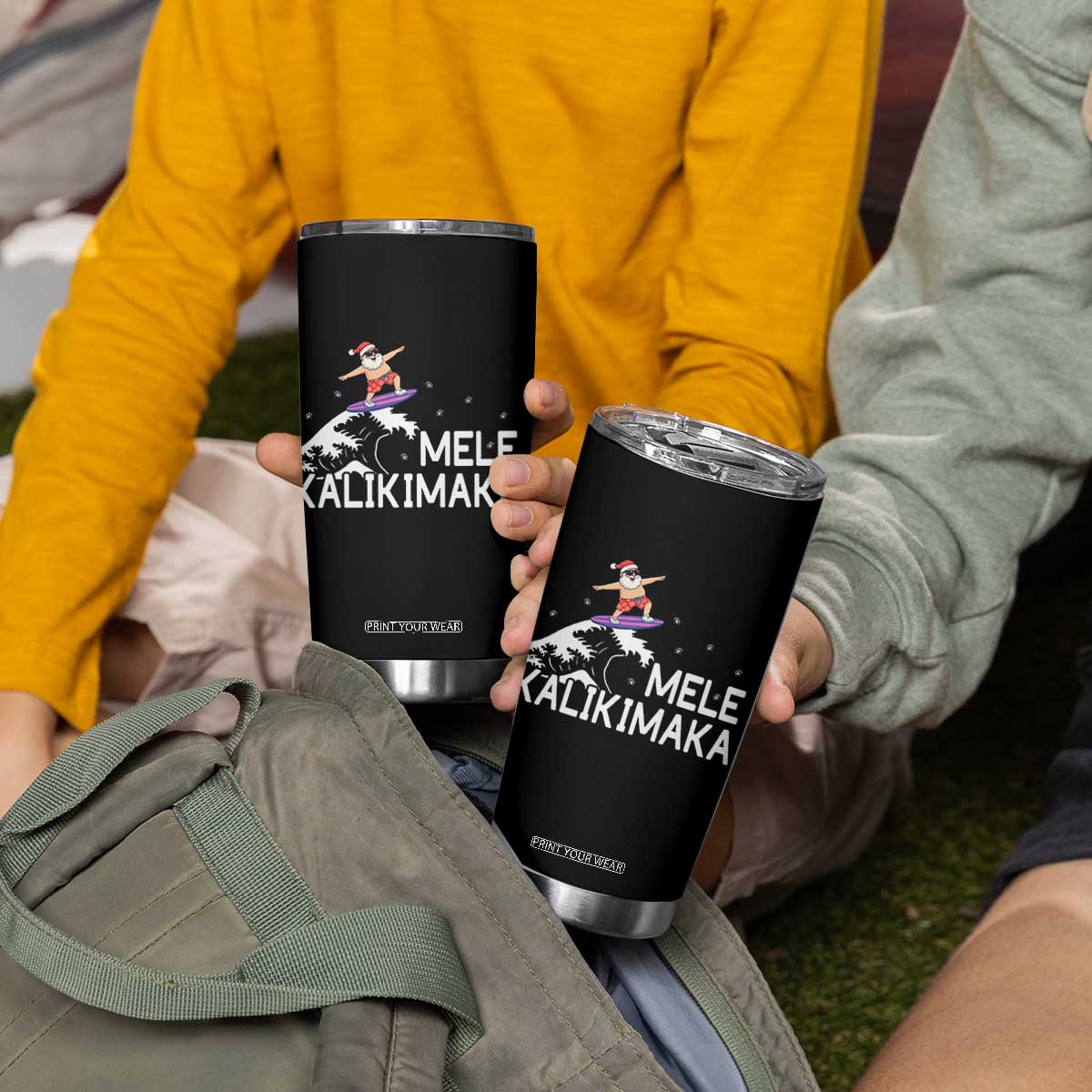 Christmas In July Surfing Santa Tumbler Cup Mele Kalikimaka Summer Beach Hawaii TS10 Print Your Wear